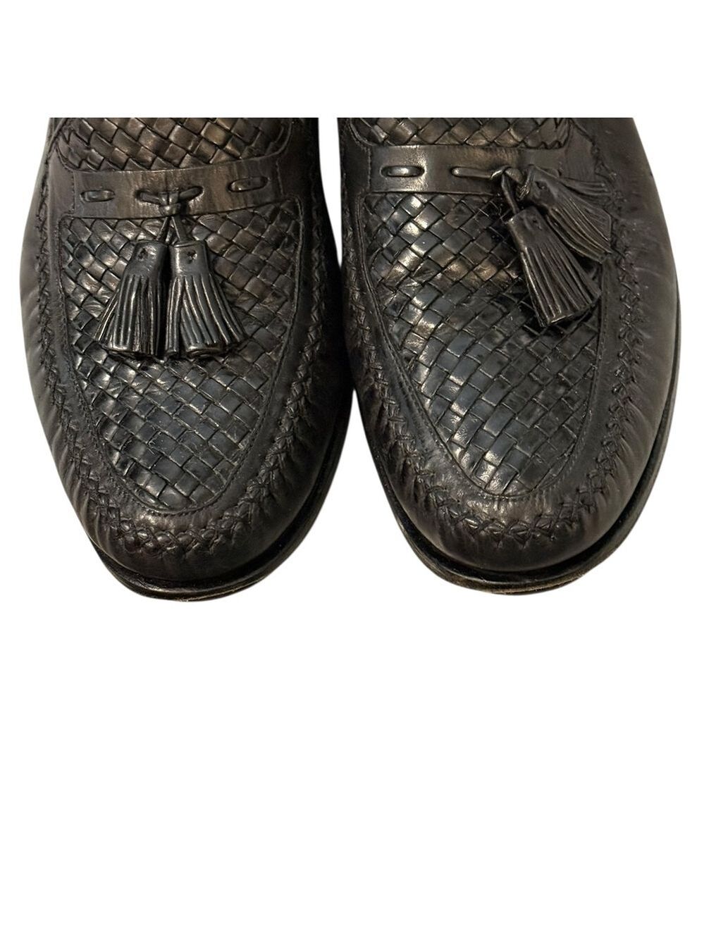Johnston & Murphy Woven Leather Tassel Loafers Black Mens 10½ Medium - Picture 4 of 12